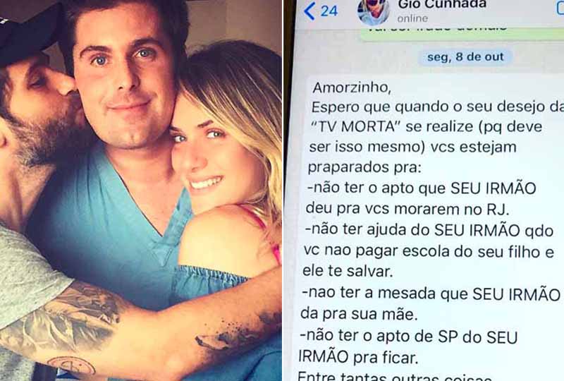 Irmão de Bruno Gagliasso expõe Giovanna Ewbank com mensagem de WhatsApp