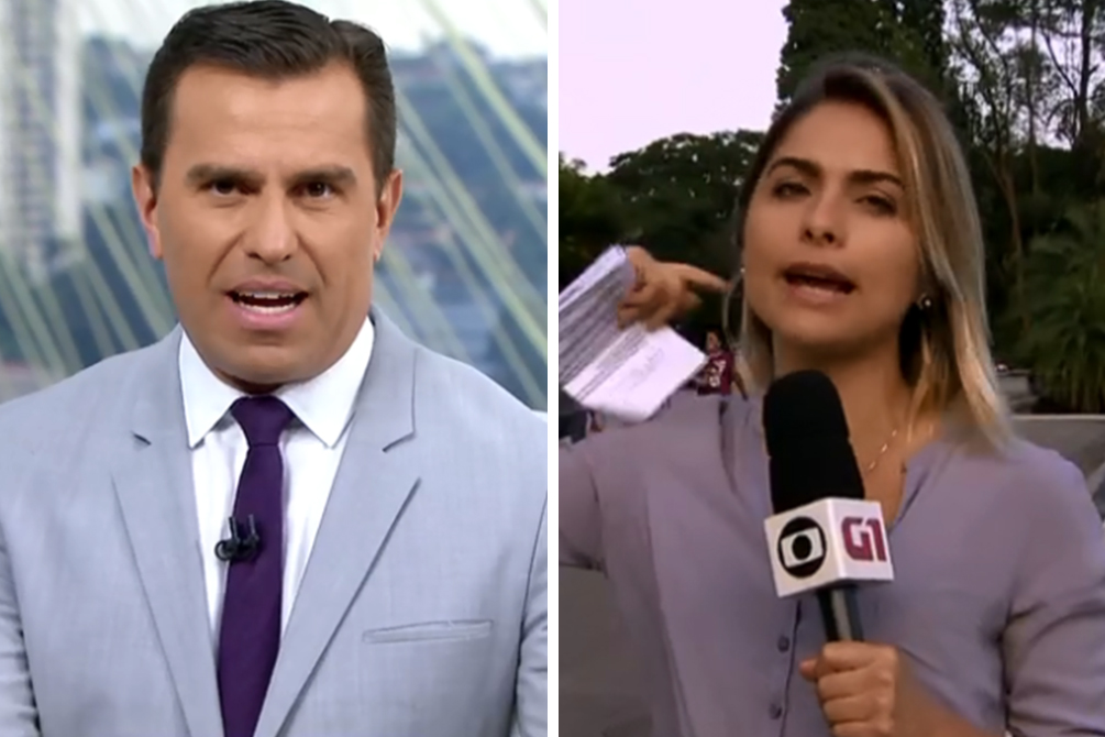 Repórter manda recado após cantar Sandy & Junior a pedido de Bocardi