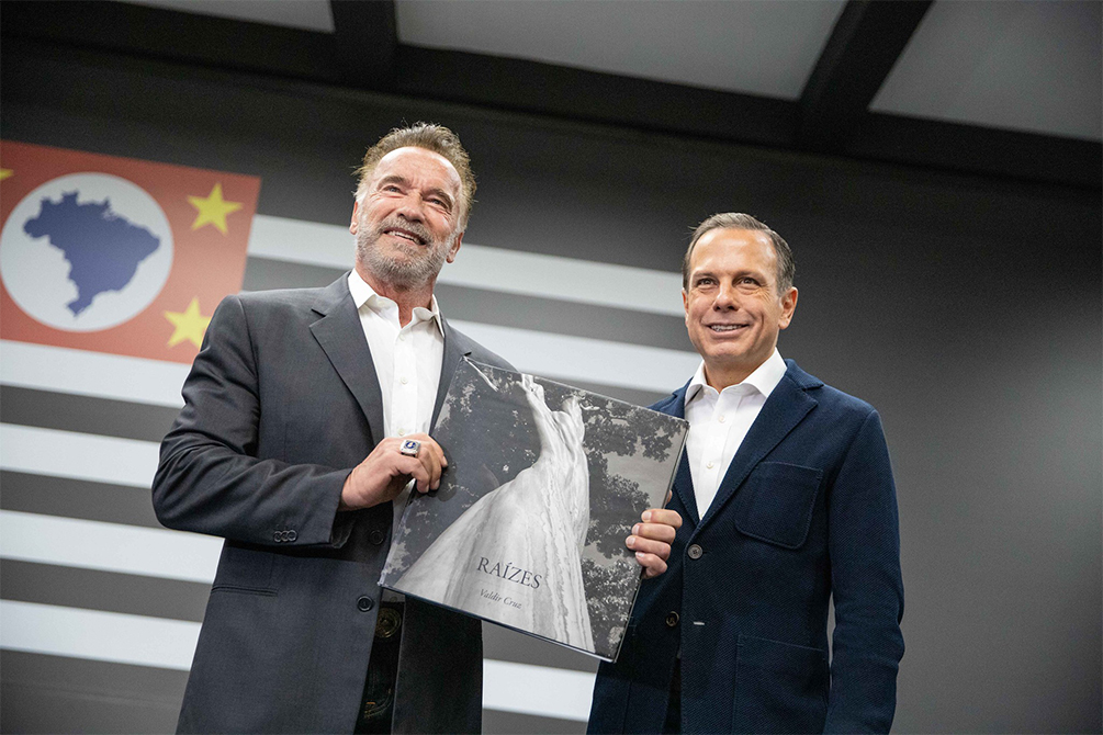 Doria divulga vídeo com Schwarzenegger após encontro em SP