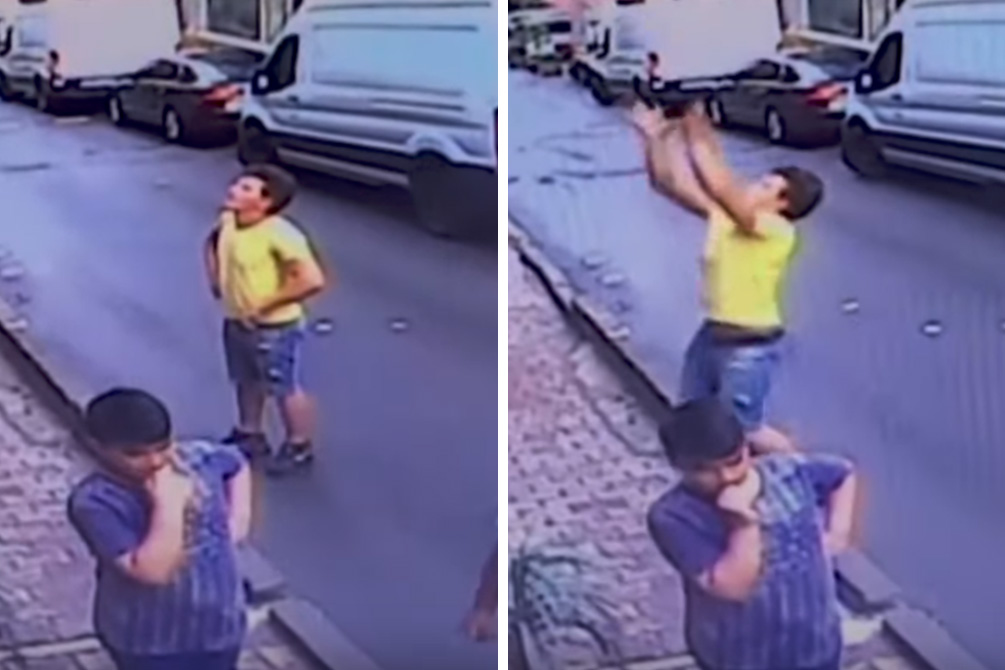 Adolescente salva bebê que caiu do 2º andar de um prédio, na Turquia