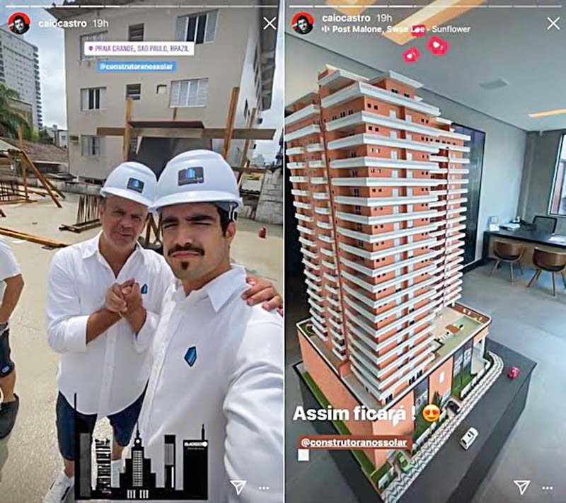Caio Castro se diz sócio de construtora, mas Receita não tem registro