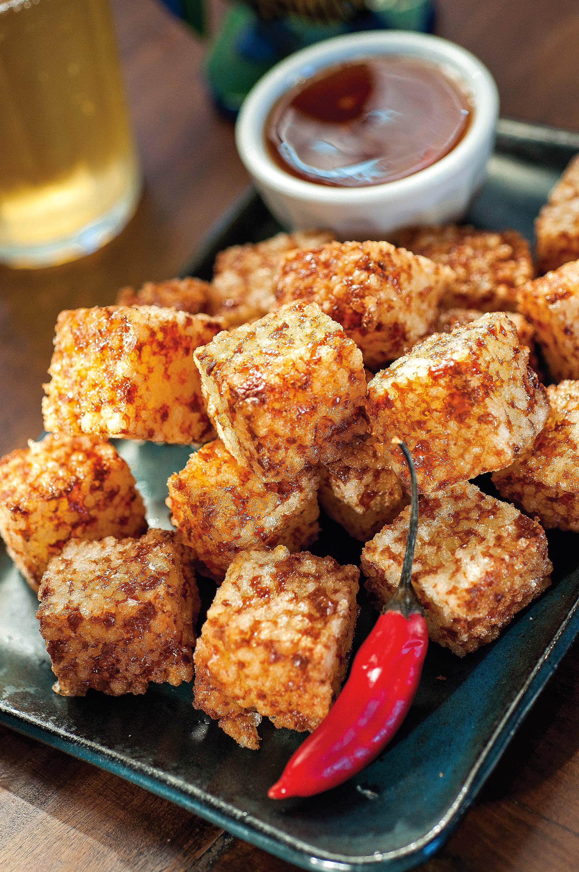 Dadinhos de tapioca com pimenta, do restaurante Mocot&oacute;.