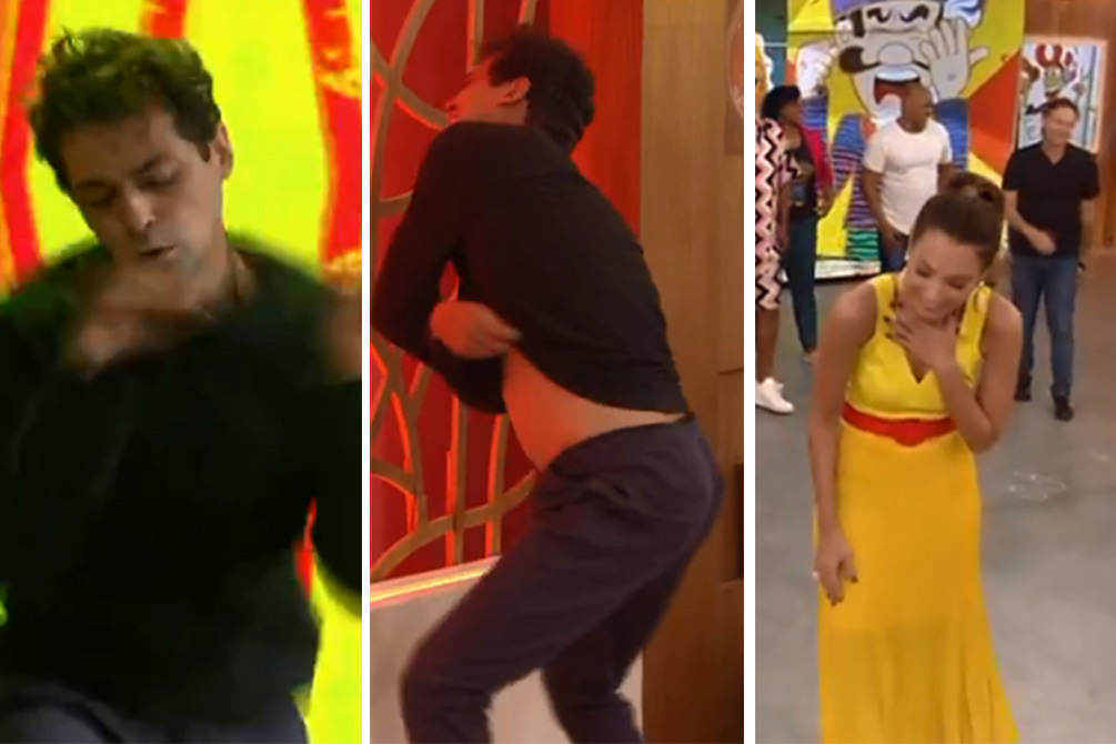 Eduardo Sterblitch rouba a cena ao vivo no Encontro com Fátima