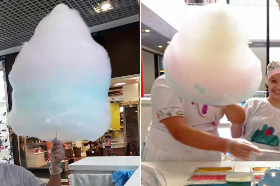 Loja vende algodão doce gigante