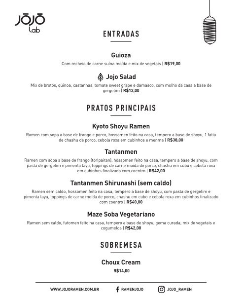 Jojo Lab &ndash; Card&aacute;pio