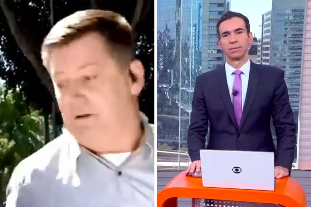 Mulher invade transmissão ao vivo no SPTV e César Tralli pede desculpas