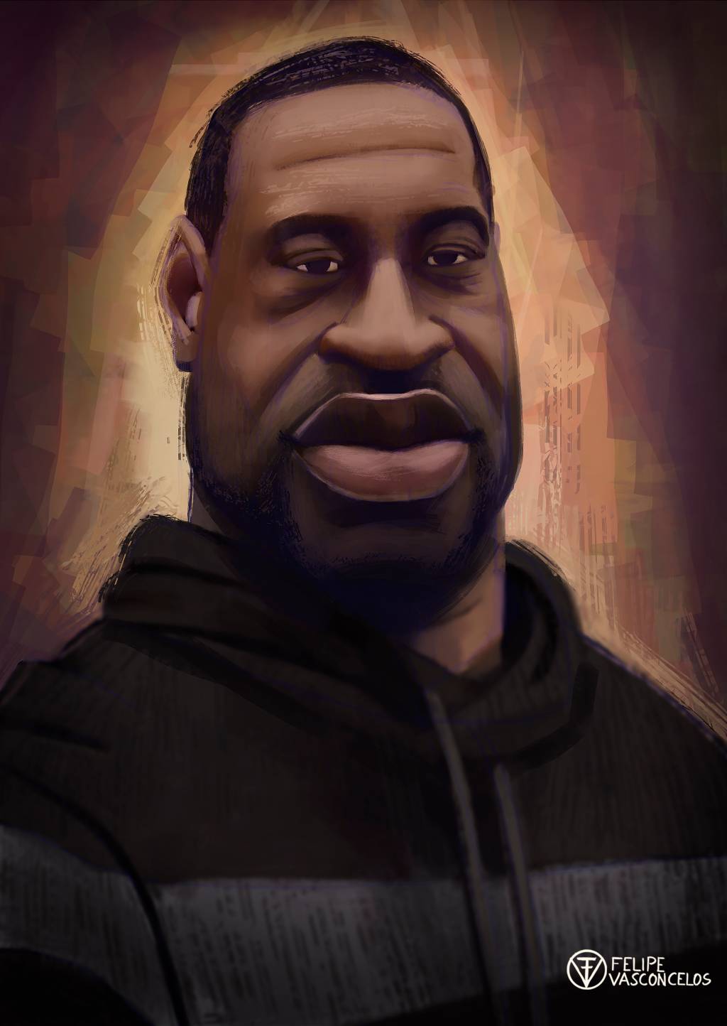 Bar do centro faz homenagem a George Floyd com retrato em desenho