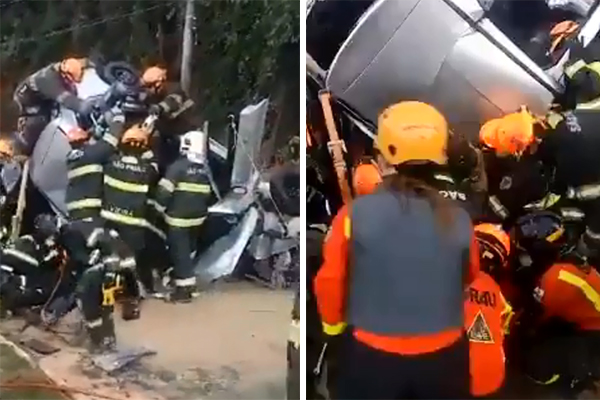Três carros ficam destruídos após acidente ao lado do Zoológico de SP