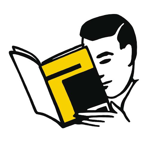 Homem livro Ilustração de homem lendo livro.