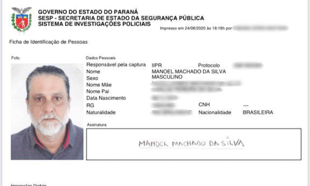 Paulo Cupertino em identidade falsa