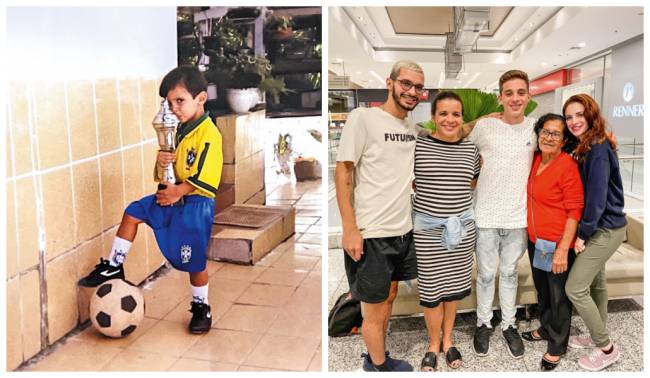 Lucas novinho e com a família, a mãe, Rosemeire, o irmão, a avó e a irmã Lucas novinho e com a família, a mãe, Rosemeire, o irmão, a avó e a irmã