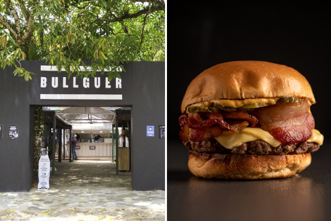 Bullguer tem área ao ar livre, areia de praia e guarda-sóis no litoral