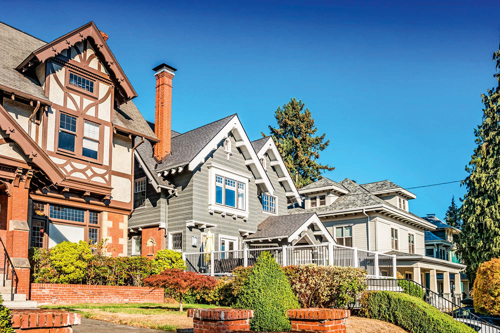 Houses in the Alphabet Historic District Portland Oregon USA Imagem de casas americanas