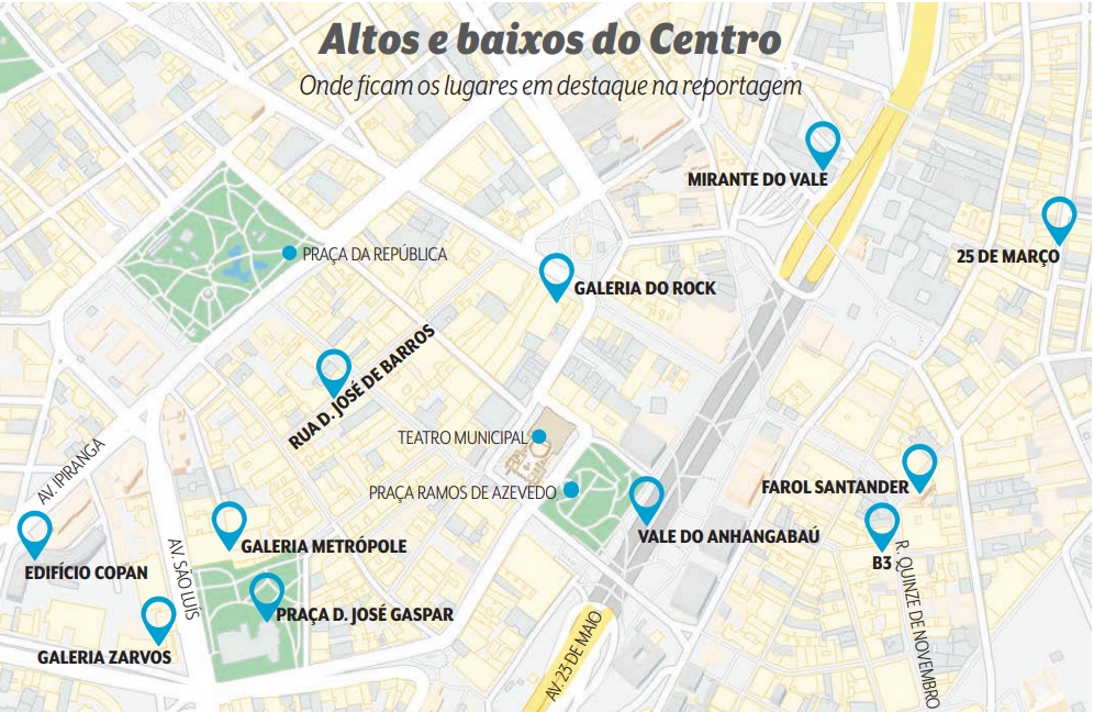 Capa Mapa Centro Mapa com altos e baixos do Centro