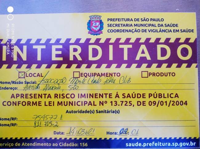 Auto de interdição de cassino clandestino