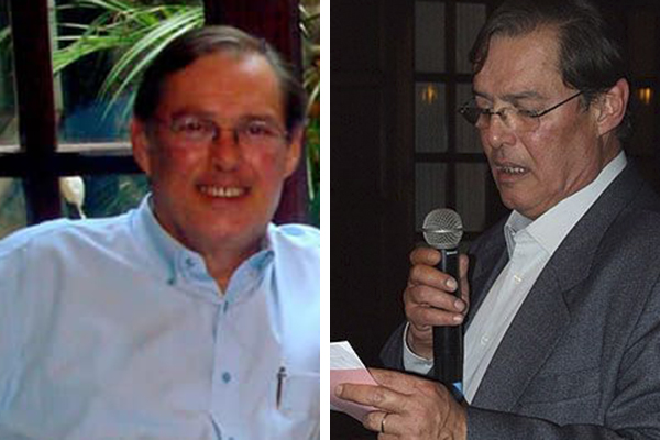 Montagem mostra duas fotos de Ícaro. À esquerda, ele aparece sorrindo ao lado da família. À direita, ele segura microfone enquanto lê um papel