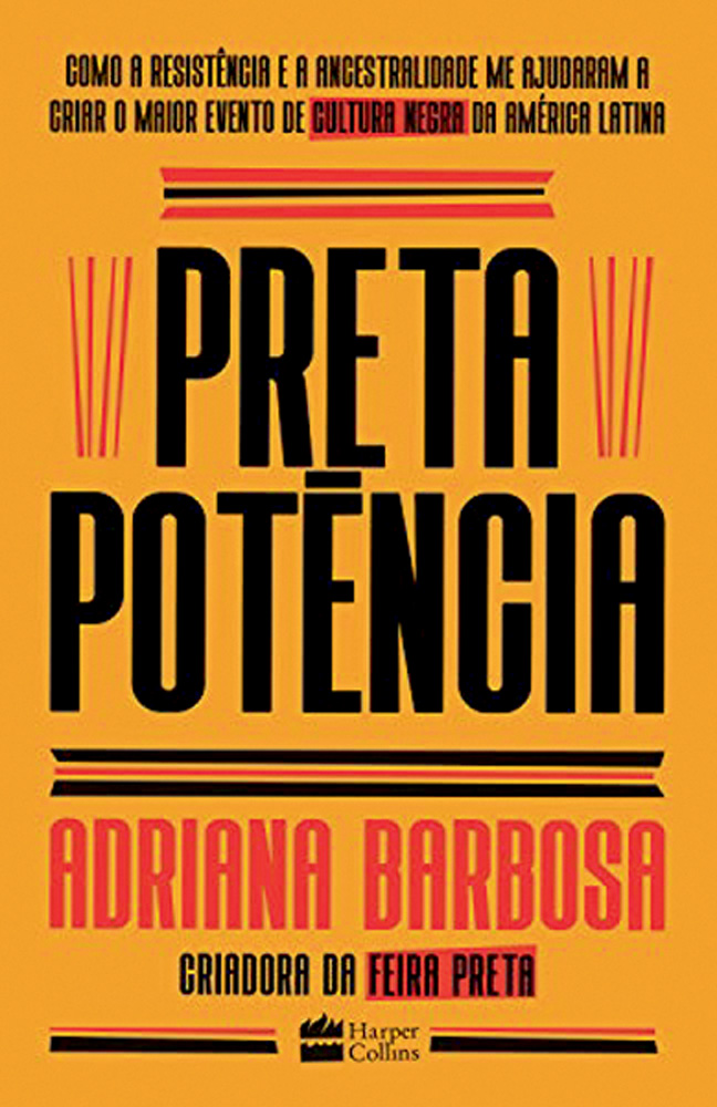 Capa do livro Preta Potência, amarela, preta e vermelha