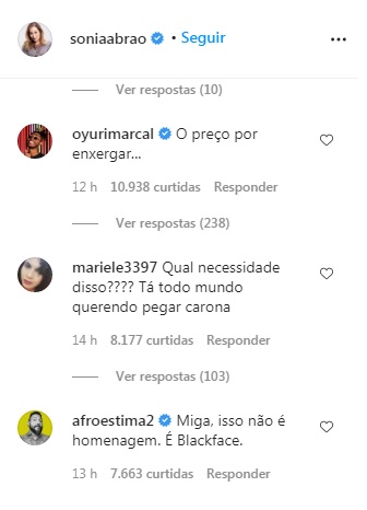 Comentários Sonia Abrão Comentários na postagem de Sonia Abrão. O primeiro diz