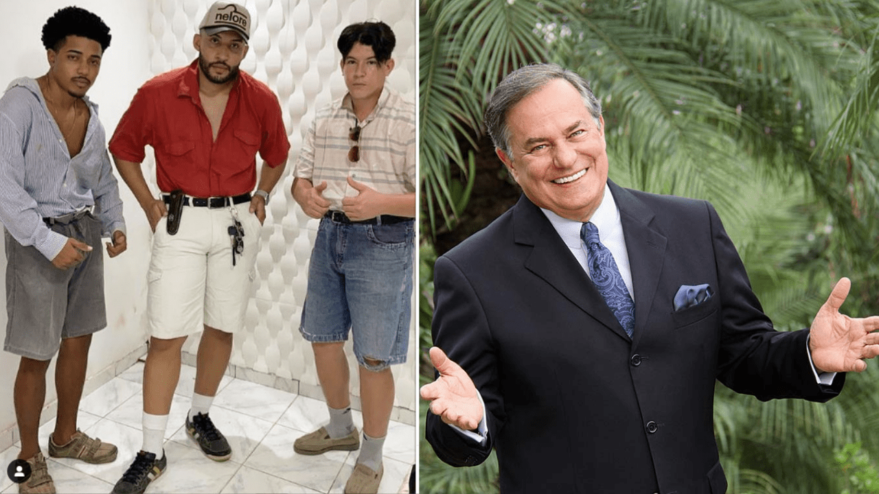 Montagem mostra três rapazes dançando e o cantor Ronnie Von sorrindo para a câmera