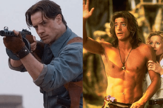 O ator Brendan Fraser em trabalhos de sucesso em Hollywood