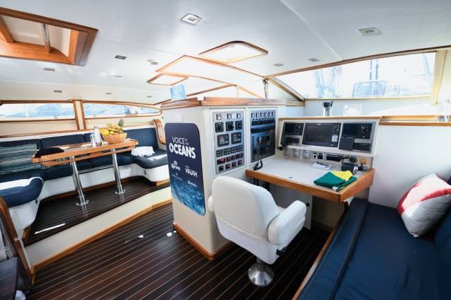 Área de pilotagem do barco Kat, da família Schurmann Área de pilotagem do barco Kat, da família Schurmann