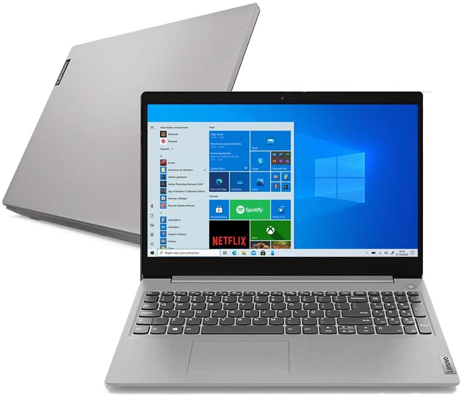 notebook Um notebook prato. Há ele aberto em uma tela inicial azul e ele de trás