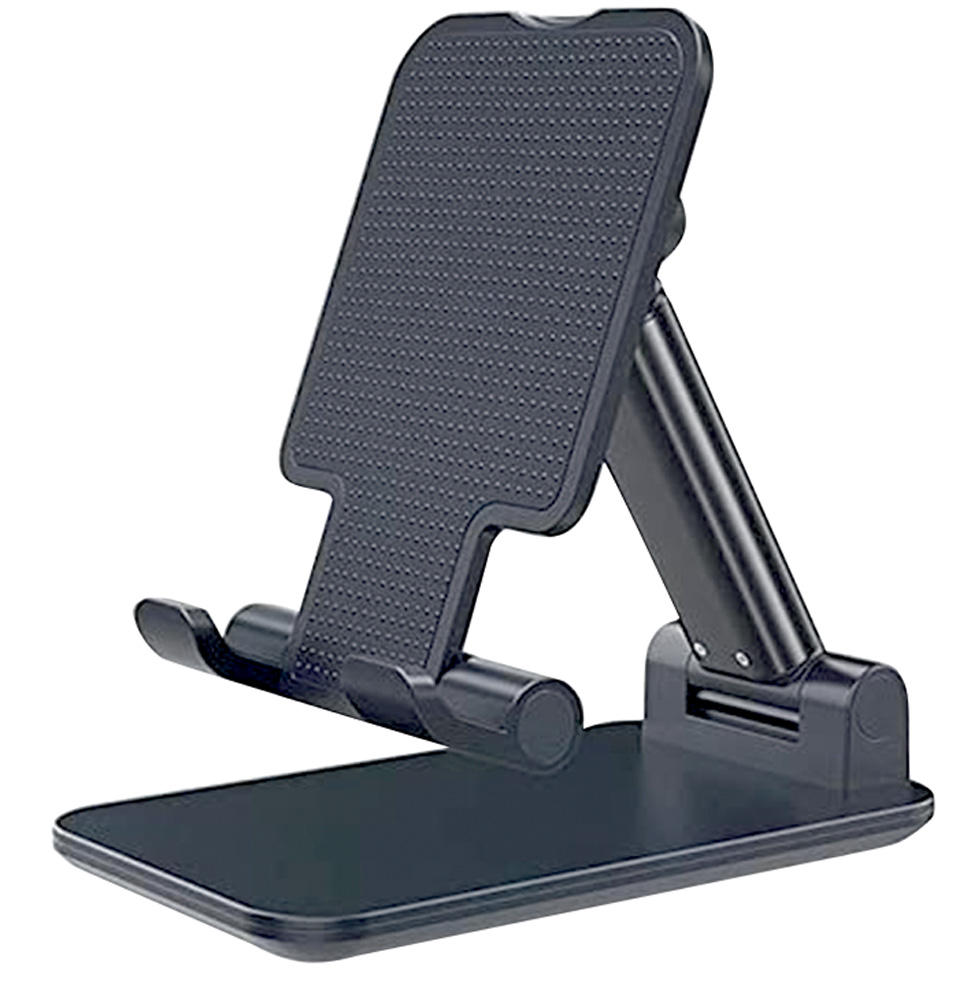 suporte celular.jpg Um suporte para celular preto