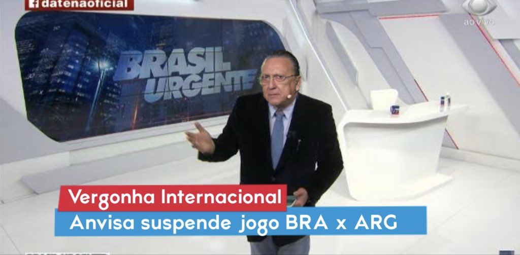 Galvão Bueno vira apresentador do Brasil Urgente ao narrar confusão com Argentina