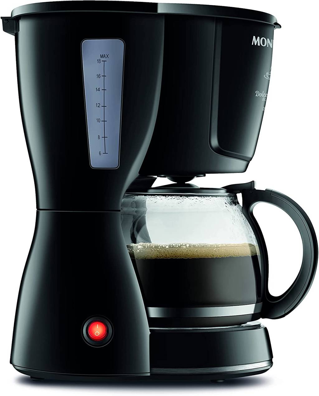 cafeteira Uma cafeteira elétrica preta com café no recipiente