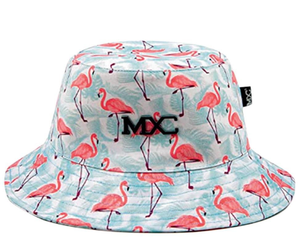 bucket.png Chapéu bucket verde com vários flamingos na estampa