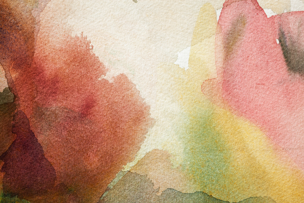 Imagem mostra pintura abstrata de cores pastéis, pintada à aquarela.