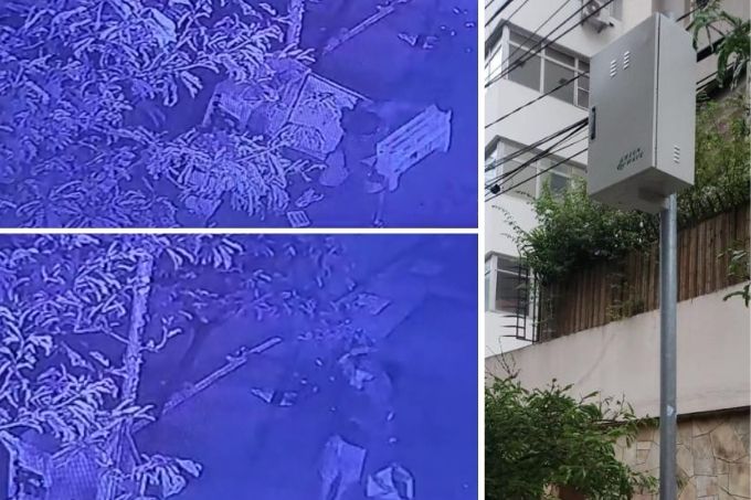 Vídeo mostra criminoso roubando equipamento da CET que controla semáforos