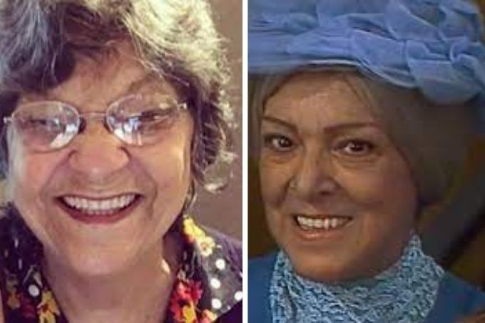 fotomontagem com dubladora Isura Gomes e personagem dona Clotilde
