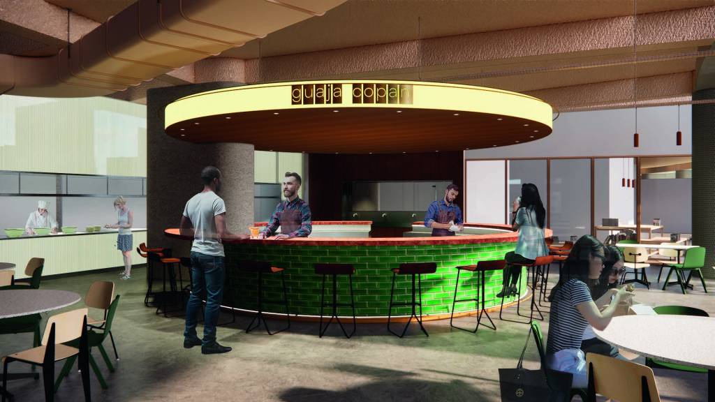 Guaja Copan (Divulgação) (1).png Imagem mostra representação 3D de bar com pessoas sentadas e barman.