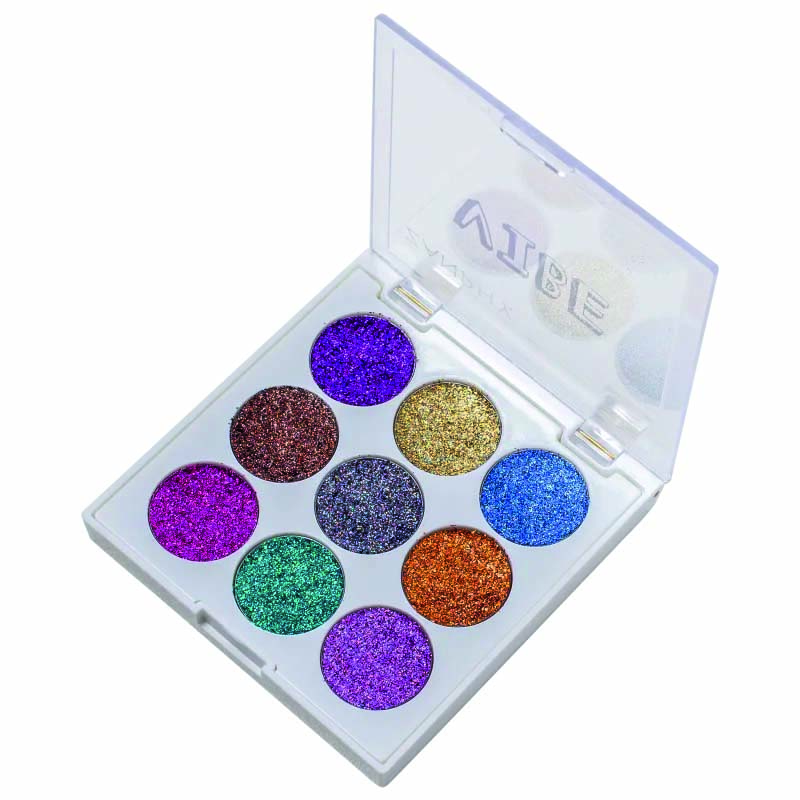 Paleta de sombra com glitter com 9 cores diferentes