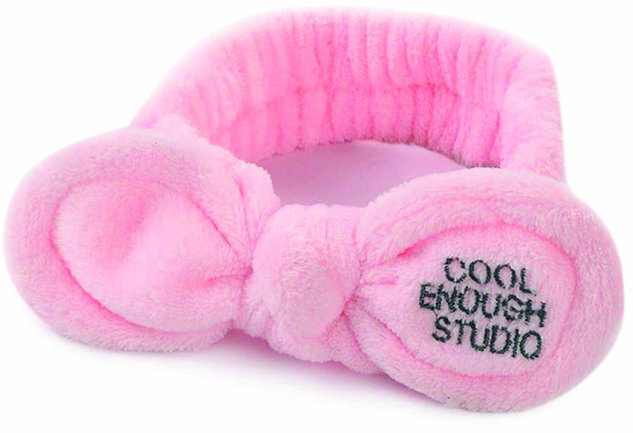 Faixa de cabelo de pel&uacute;cia rosa com la&ccedil;o