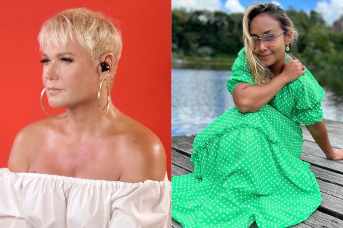 Montagem com fotos de Xuxa Meneghel à esquerda e Bruna Karla à direita