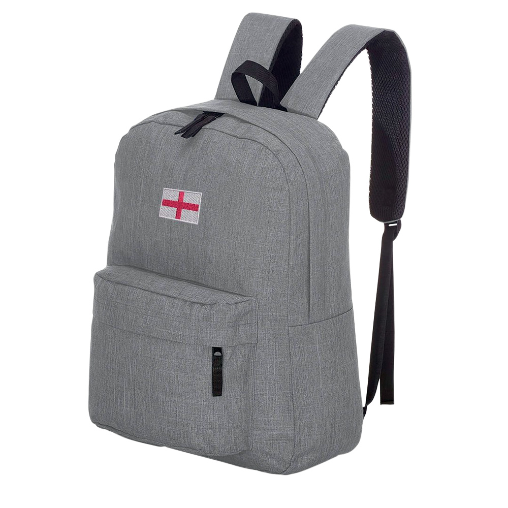 Mochila cinza com bandeira da Inglaterra bordada