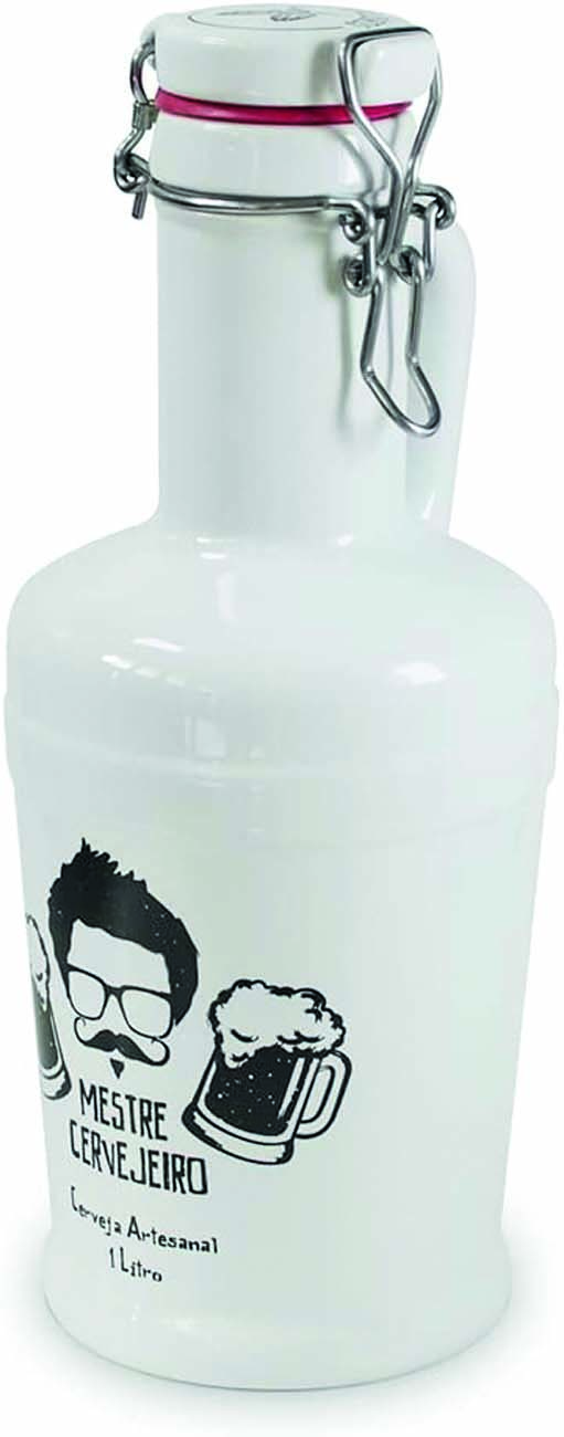 Garraf&atilde;o para chope branco com estampa de ilustra&ccedil;&atilde;o preta