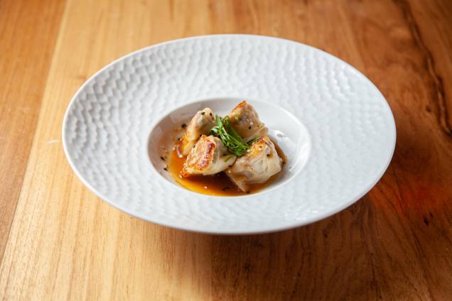 Dumplings: versão de peixe ao molho de missô Dumplings: versão de peixe ao molho de missô