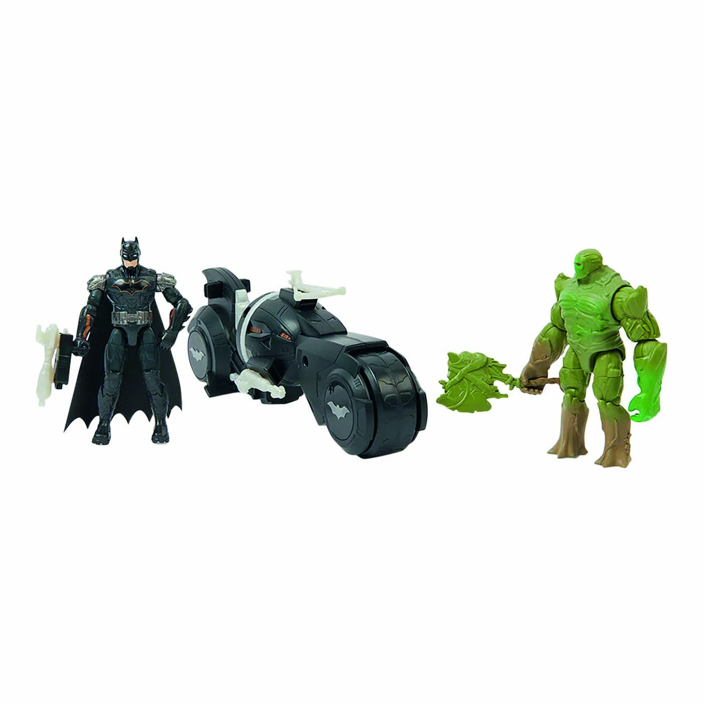 Conjunto de figuras de a&ccedil;&atilde;o com o Batman, sua moto e o vil&atilde;o Swamp Thing