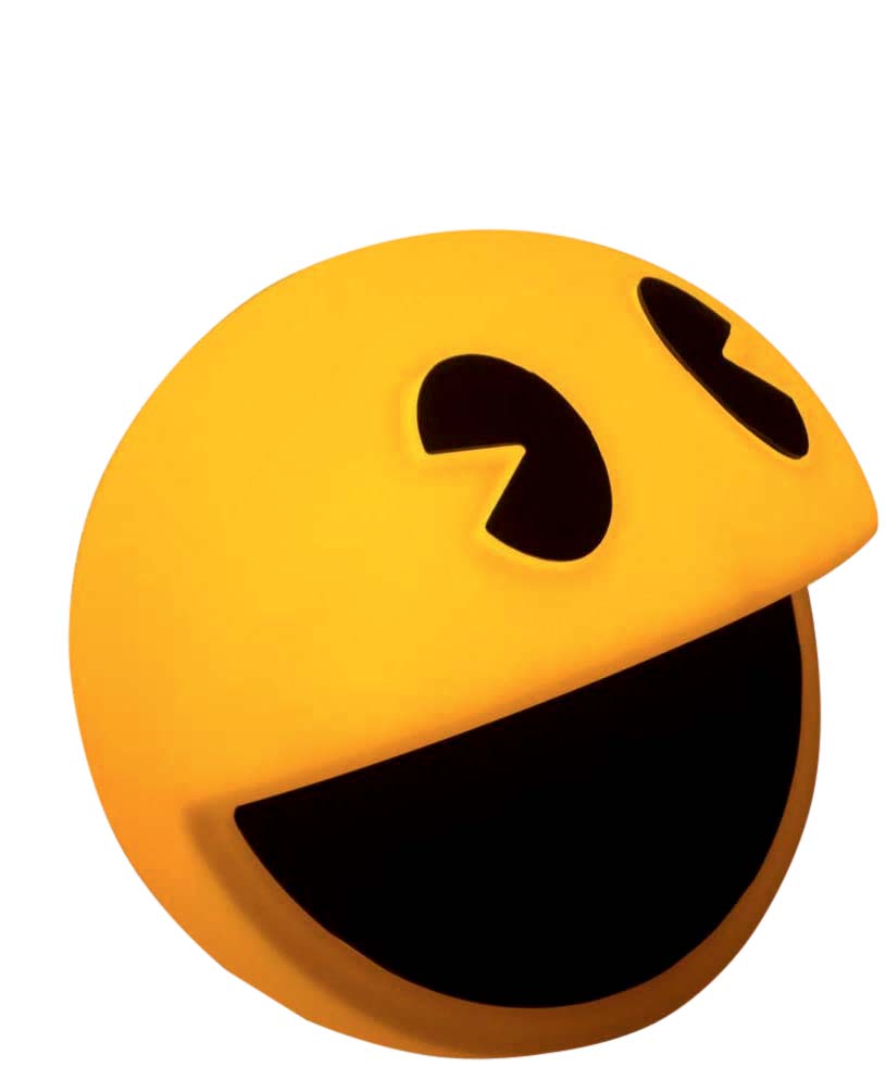 Lumin&aacute;ria em formato de Pac Man amarelo