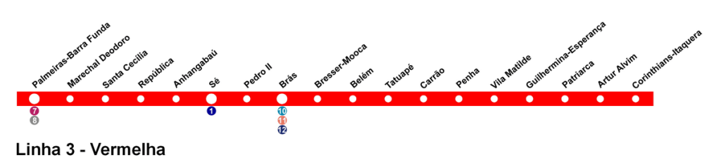 Imagem mostra mapa de linha do metrô