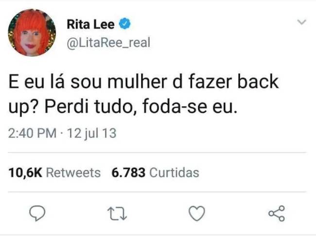 Tuíte de Rita Lee