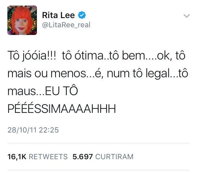 Tuíte de Rita Lee