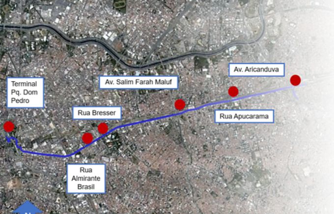 BRTPrefeituradeSP1 Mapa mostra traçado de futuro BRT da Radial Leste