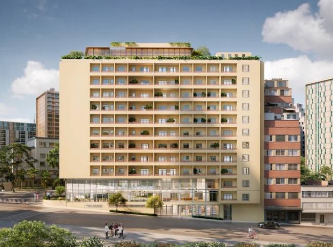 edificio virginia somauma Croqui mostra previsão de como seria edifício após reforma no centro de SP. Prédio tem cerca de 10 andares e piso térreo com muito vidro
