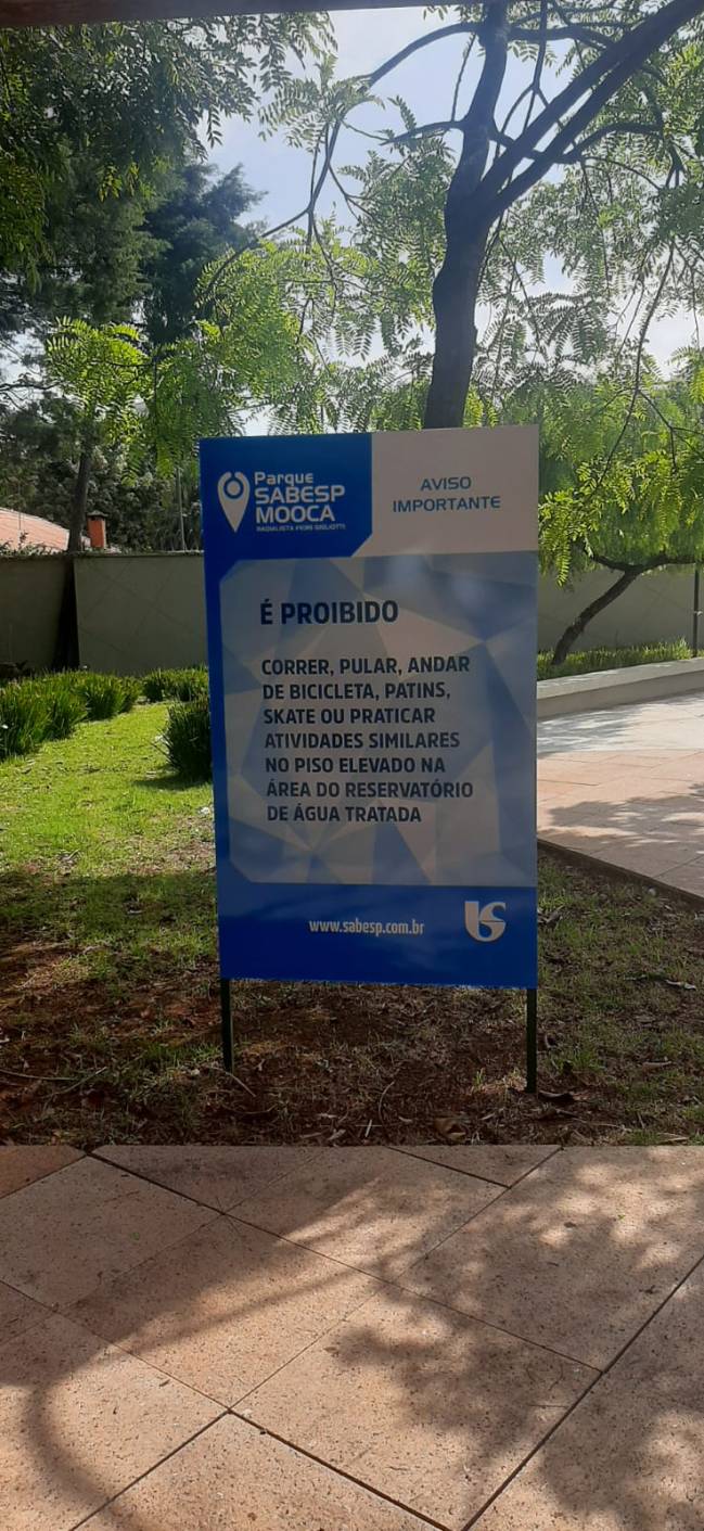 Placa no Parque Sabesp