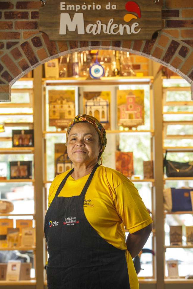 Restaurante da Malene Marlene, na frente do empório: produção local