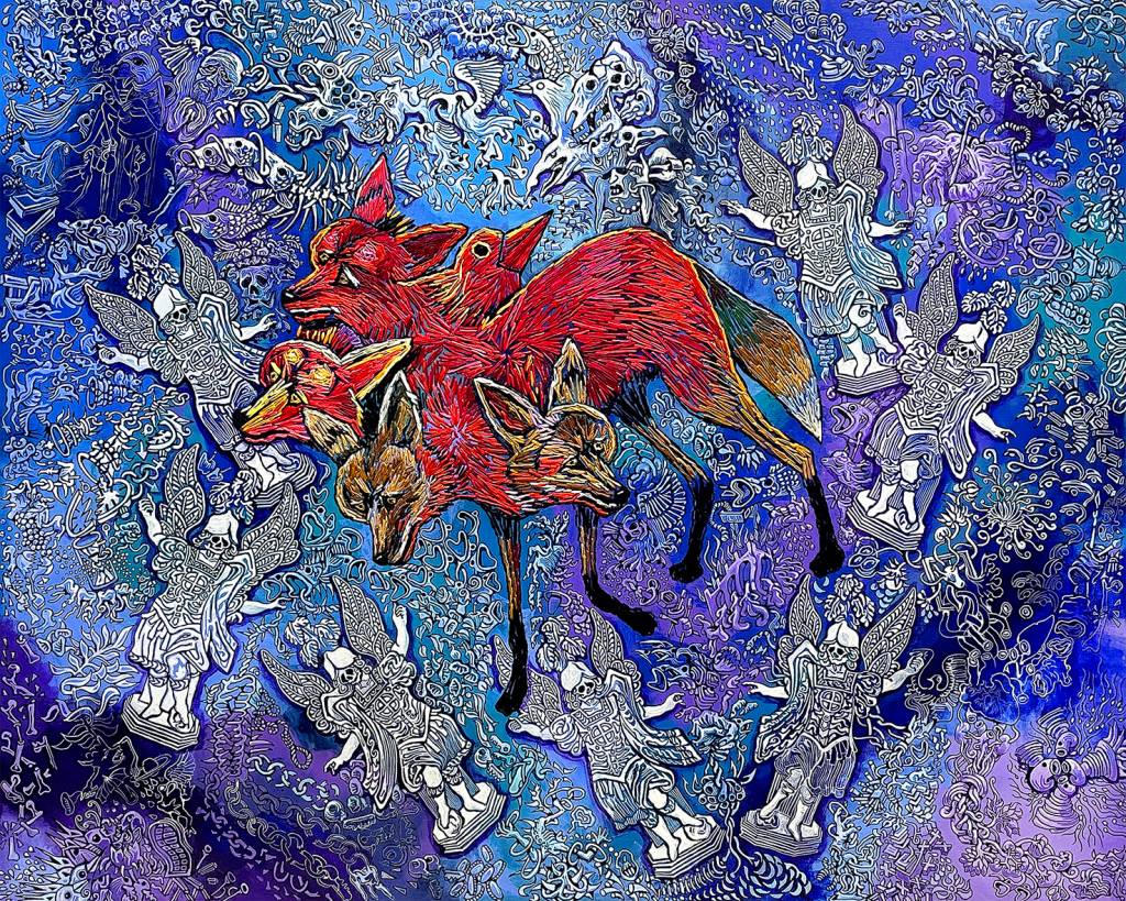 Artista plástico Wagner Kuroiwa mistura tintas e bordados em nova mostra